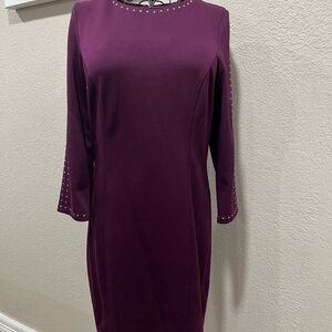 VENUS Long Sleeve Purple Dress with Studded Accents